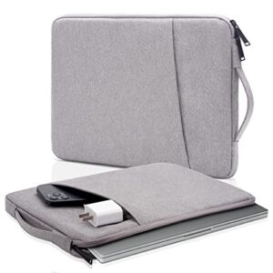 arae laptop sleeve bag compatible with 13 inch macbook air mac pro m1 surface lenovo dell hp computer bag accessories polyester case with pocket,gray