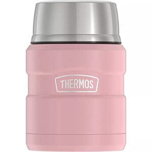 thermos stainless king vacuum-insulated food jar with spoon, 16 ounce, matte rose