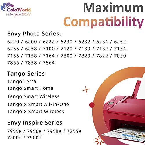 ColoWorld for HP 64XL Ink Cartridge Combo Pack for 64 64XL Ink Cartridge for HP Printers Compatible for HP Envy Photo 7855 7155 7858 7120 6255 7164 6222 7800 Tango, Envy Inspire 7900e 7955e Printer