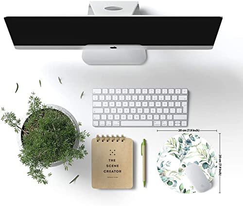 Armanza Mouse Pad, Cute Mousepad with Design, Round Grass Leaves Mouse Mat, Small Non-Slip Rubber Gaming Mouse Pads, Office Home Personalized Mouse Pad