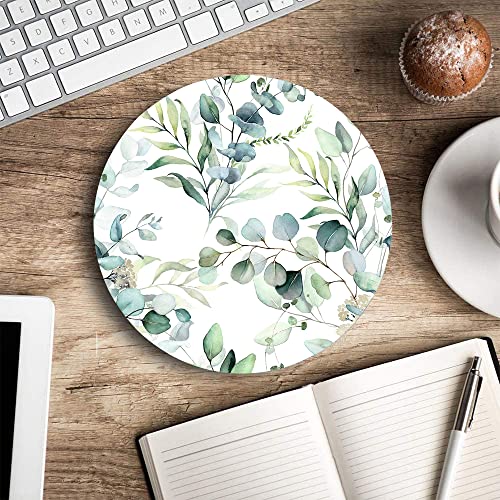 Armanza Mouse Pad, Cute Mousepad with Design, Round Grass Leaves Mouse Mat, Small Non-Slip Rubber Gaming Mouse Pads, Office Home Personalized Mouse Pad