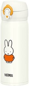 thermos jnl-404b wh-or water bottle, vacuum insulated travel mug, 13.5 fl oz (400 ml), miffy white orange