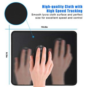 JIKIOU Mouse Pad with Non-Slip Rubber Base, Premium-Textured & Washable Computer Mousepad with Stitched Edges, Mouse Pads for Computers, Laptop, Gaming, Office & Home, 8.3 x 10.2 in, Black