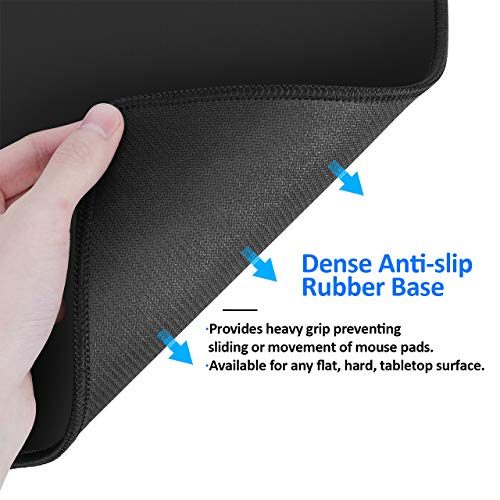 JIKIOU Mouse Pad with Non-Slip Rubber Base, Premium-Textured & Washable Computer Mousepad with Stitched Edges, Mouse Pads for Computers, Laptop, Gaming, Office & Home, 8.3 x 10.2 in, Black