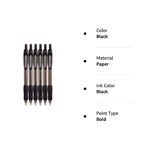 Paper Mate Profile RT Retractable Ballpoint Pen, Bold Point, 1.4mm, Black Ink, 2 Packs of 3 Pens