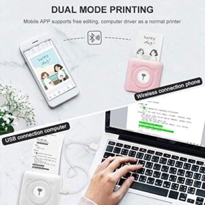 XXXDXDP Portable Pocket Printer Mini Thermal Sticker Receipt Retro-Style Photos, Mini Life Assistant, Good Gift (Color : E)