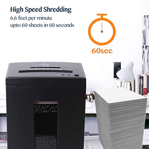 WOLVERINE 10-Sheet Super Micro Cut High Security Level P-5 Heavy Duty Paper/CD/Card Ultra Quiet Shredder for Home Office by 40 Mins Running Time and 6 Gallons Pullout Waste Bin SD9112 (Black ETL)