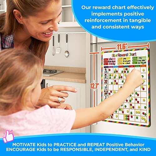 Kanru Behavior Chart for Kids at Home, Magnetic Reward Chart, Responsibility Chart, Chore Chart, Star Chart, Accommodate 1-3 Kids (for Home Use)