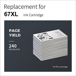 LemeroUtrust 67XL Remanufactured Ink Cartridge Replacement for HP 67 67XL use with HP DeskJet 2755, 2722 Plus 4155, 4155e, 4152 Envy Pro 6055, 6455, 6455e, 6420 (1 Print Head, 2 Black Ink Cartridges)