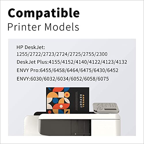 LemeroUtrust 67XL Remanufactured Ink Cartridge Replacement for HP 67 67XL use with HP DeskJet 2755, 2722 Plus 4155, 4155e, 4152 Envy Pro 6055, 6455, 6455e, 6420 (1 Print Head, 2 Black Ink Cartridges)