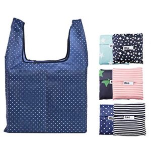 reusable grocery bags set of 6 foldable shopping tote bag,washable, durable and lightweight (reusable grocery bags 6 pack)