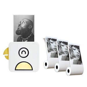 poooliprint l2 inkless pocket printer, yellow + white sticky paper 3 rolls