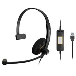 sennheiser sc 30 usb ml (504546) – single-sided business headset | for skype for business | with hd sound, noise-cancelling microphone, & usb connector (black)