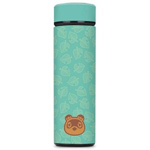 controller gear animal crossing 17oz, insulated, stainless steel, leak proof, water bottle (teal leaves)