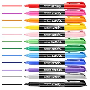 Wet Erase Markers, EZZGOL 12 Colors Bullet Tip Wine Glass Markers, Overhead Transparency Smudge-Free Markers For Dry Erase Whiteboards Schedule Glass and Any Kind of Wet Erase Surface, Wipe with Water