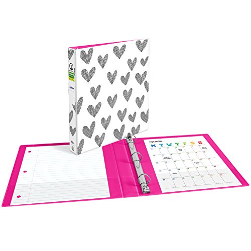 AVERY + Amy Tangerine Designer Collection Binder, 1"Round Rings, 175-Sheet Capacity, Hatch mark Hearts (28320)