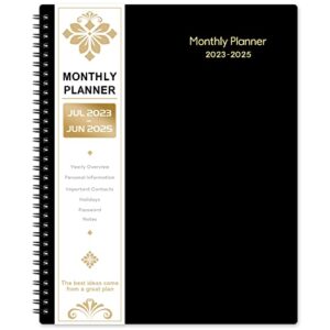 Monthly Planner 2023-2025 - 2023-2025 Monthly Planner With Tabs, Jul. 2023- Jun. 2025, 9" x 11", 24-Month Planner with Pocket & Label, Contacts and Passwords, Thick Paper, Twin-Wire Binding - Black by Artfan