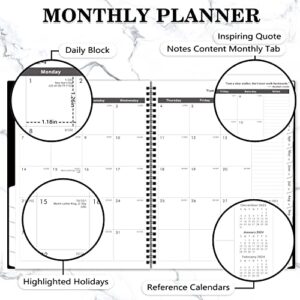 Monthly Planner 2023-2025 - 2023-2025 Monthly Planner With Tabs, Jul. 2023- Jun. 2025, 9" x 11", 24-Month Planner with Pocket & Label, Contacts and Passwords, Thick Paper, Twin-Wire Binding - Black by Artfan