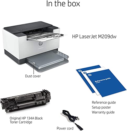 HP Laserjet M209dw Single-Function Wireless Monochrome Laser Printer - Print only - 30 ppm, 600 x 600 dpi, 8.5" x 14" Legal, Auto Duplex Printing, USB, WiFi, Ethernet, Cbmou External Webcam (Renewed)