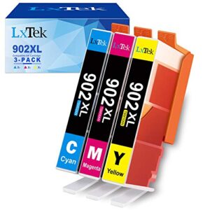 lxtek compatible ink cartridge replacement for hp 902xl 902 xl to use with officejet 6978 6968 6962 6954 6975 printers (1 cyan 1 magenta 1 yellow, 3 pack)