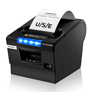 MUNBYN Receipt Printer P068, 3 1/8" 80mm Direct Thermal Printer and Thermal Paper 3 1/8 x 230ft, 10 Rolls Receipt Paper