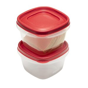 rubbermaid easy find lids food storage containers, 2 cup, racer red, 4-piece set
