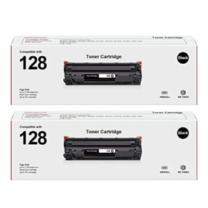 128 black toner cartridge, replacement for canon 128 crg128 high yield to use with canon d530 toner cartridge imageclass d530 d550 mf4770n faxphone l190 l100 printer, 2 pack