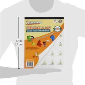 Channie’s One Page A Day Single Digit Addition & Subtraction Workbook for Pre-Kindergarten - 1st Grade Elementary School Students, Single Digit Math Practice, 50 Pages