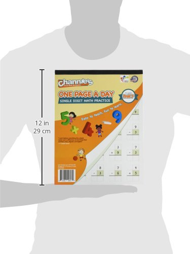 Channie’s One Page A Day Single Digit Addition & Subtraction Workbook for Pre-Kindergarten - 1st Grade Elementary School Students, Single Digit Math Practice, 50 Pages