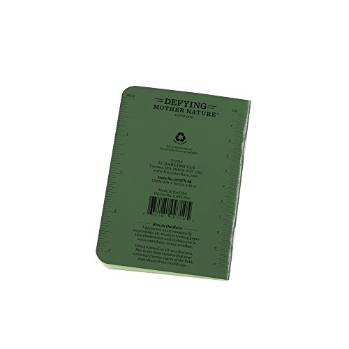 Rite in the Rain Weatherproof Mini-Stapled Notebook, 3 1/4" x 4 5/8", Green Cover, Universal Pattern, 3 Pack (No. 971FX-M), 4.625 x 3.5 x 0.125