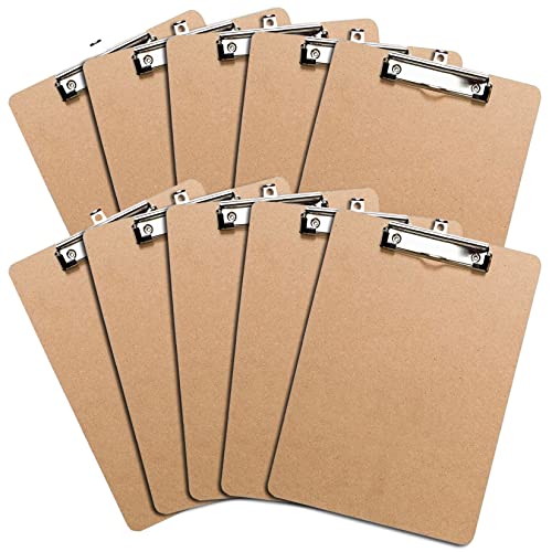 Office Solutions Direct Clipboards with Low Profile Clip (Set of 10) - Wood Clipboards Bulk 10 Pack, Heavy Duty Clipboard, Bulk Classic Clipboards for Classroom, Calendar Office Clipboard Stand up