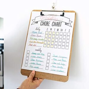 Office Solutions Direct Clipboards with Low Profile Clip (Set of 10) - Wood Clipboards Bulk 10 Pack, Heavy Duty Clipboard, Bulk Classic Clipboards for Classroom, Calendar Office Clipboard Stand up