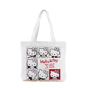 reusable kitty’s tote canvas bag for women cute aesthetic shopping bag/gym bag/ lunch bag | book lovers gifts, medium
