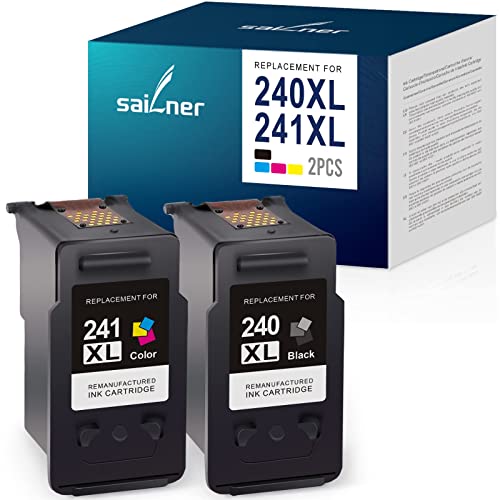 SAILNER 240XL 241XL Remanufactured Ink Cartridge Replacement for Canon 240 241 241XL PG-240 CL-241 use with PIXMA MG3620 MG3600 MG3520 MG3220 TS5120 Printer Black Color 240XL