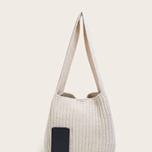 ENBEI Women's Shoulder Handbags Crocheted Bags Large knit bag Tote bag aesthetic for school cute Tote bags for women Christmas gifts (creamy-white)