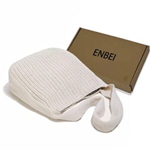 ENBEI Women's Shoulder Handbags Crocheted Bags Large knit bag Tote bag aesthetic for school cute Tote bags for women Christmas gifts (creamy-white)