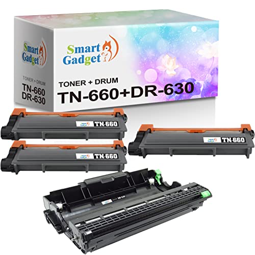 [3 Toner + 1 Drum] Smart Gadget Compatible Toner Cartridge Replacement TN-660 + DR-630 | Use with HL-L2380DW HL-L2300D HL-L2340DW MFC-L2685DW MFC-L2680W MFC-L2740DW DCP-L2540DW MFC-L2740DW Printers