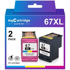 mycartridge suprint 67xl ink cartridge black color combo pack remanufactured ink cartridge replacement for hp 67xl 67 xl 67xxl for 2700 4155 4155e envy 6455 6455e 6458 6458e 6400 6055 printer 67