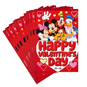 hallmark pack of disney valentines day cards for kids, mickey mouse and friends (10 valentine’s day cards with envelopes)