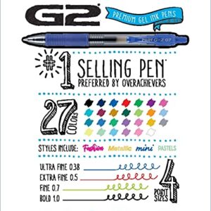 Pilot G2 Premium Refillable And Retractable Gel Ink Pens, Fine Point (0.7mm), 8 Colors, 8 Count (16606)