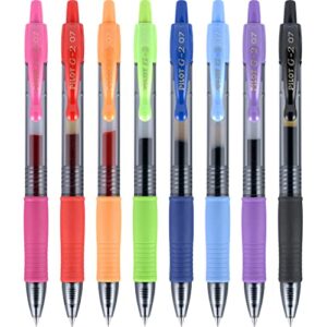 Pilot G2 Premium Refillable And Retractable Gel Ink Pens, Fine Point (0.7mm), 8 Colors, 8 Count (16606)