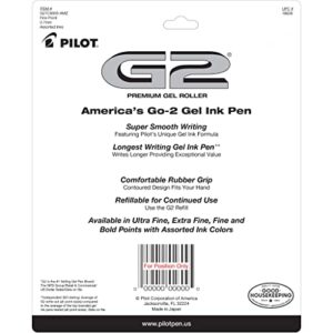 Pilot G2 Premium Refillable And Retractable Gel Ink Pens, Fine Point (0.7mm), 8 Colors, 8 Count (16606)