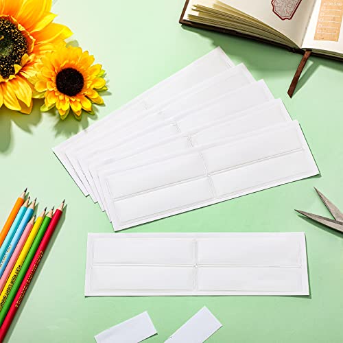 Label Holders Adhesive Shelf Tag 1.2 x 4.3 Inch Clear Shelf Tag Index Card Pockets Plastic Drawers File Cabinet Storage Bins Label Holder for Supermarket Bookshelf Mailbox Business Kitchen (50 Pack)