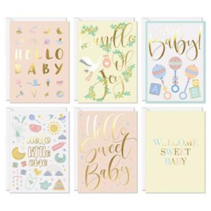 sweetzer & orange unisex baby shower card girl and boy pack. set of 24 boxed greeting cards and envelopes. baby shower cards for girl and baby shower cards for boy. 4×5.5” new baby card note cards