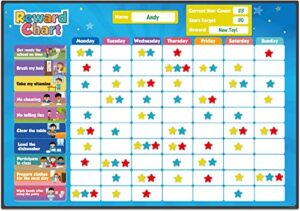 reward chart for kids – 80+ chores, magnetic chore chart for multiple kids – up to 3 toddlers for home learning – daily star chart for classroom, potty training, childrens routine or behavior training
