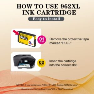 Clorisun 962 962XL Upgraded Remanufactured Ink Cartridge for HP 962XL with Newest Chip OfficeJet Pro 9010 9015 9018 9025 9020 9012 9014 9016 9022 Printer (Black Cyan Magenta Yellow 4-Pack)