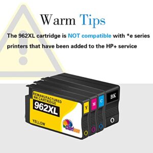 Clorisun 962 962XL Upgraded Remanufactured Ink Cartridge for HP 962XL with Newest Chip OfficeJet Pro 9010 9015 9018 9025 9020 9012 9014 9016 9022 Printer (Black Cyan Magenta Yellow 4-Pack)