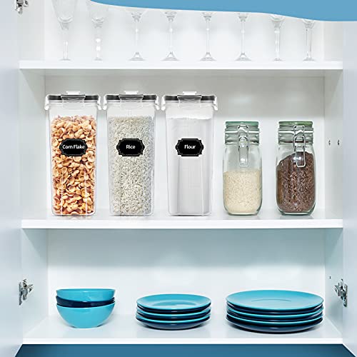 Cereal Containers Storage, Airtight Food Storage Container with Lid of 3 [2.5L/85.4oz] for Kitchen & Pantry Organization, BPA-Free Clear Plastic Canister Great for Snacks, Sugar, 20 Lables & Marker