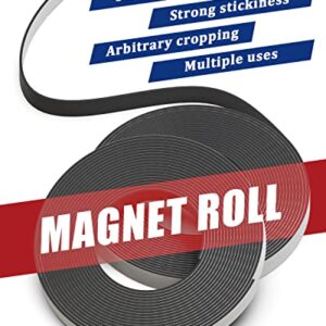 Magnetic Tape 2 Rolls 32ft Magnets with Strong Adhesive Backing Anisotropic Flexible Magnetic Strip(1rolls 16 feet x 1/2" Wide x 1/16" Thick)