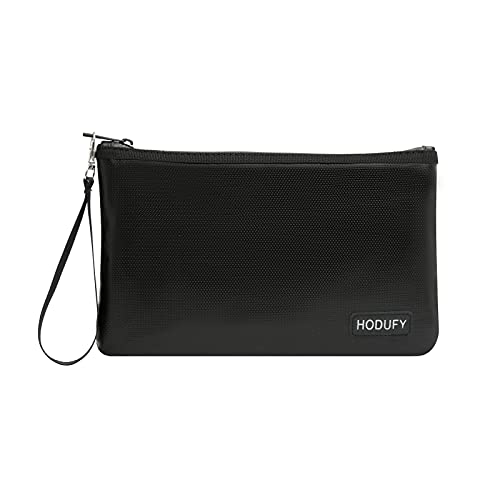 Fireproof Money Bag (2000℉), Fireproof Document Bags, Fireproof Bag, Money Bag, Bank Cash Bag with Zipper & Strap, Suitable for A5 Documents, Bank Inventory, Passport (Black)